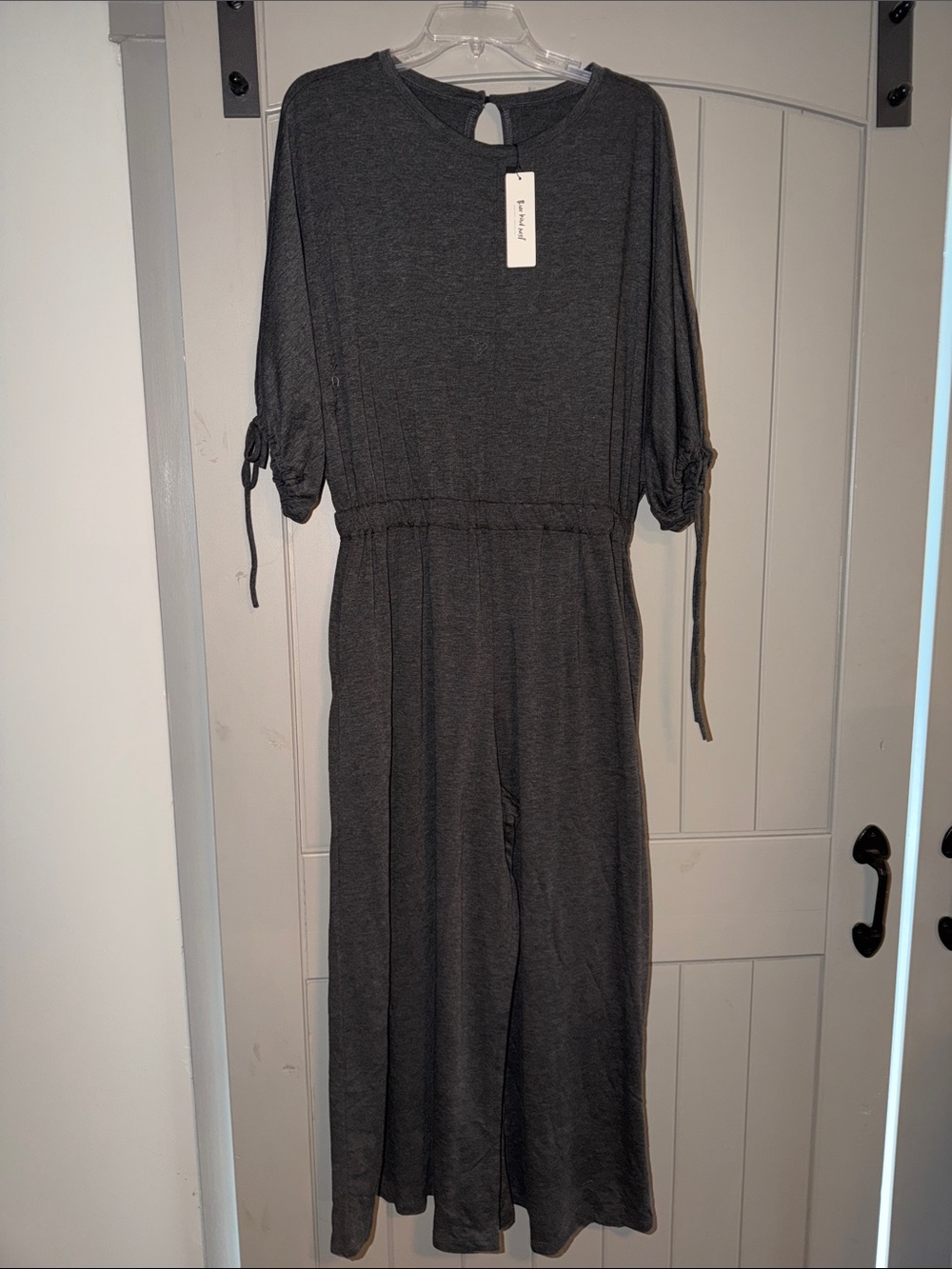 Three Bird Nest Charcoal Gray 3/4 Sleeve (dolman style) Jumpsuit